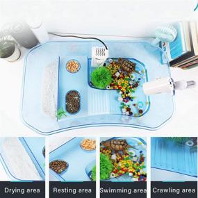 img 2 attached to 🐢 Durable and Safe PINVNBY Plastic Turtle Tank – Ideal Reptile Habitat & Pet Terrariums featuring a Basking Platform, Plants, and Non-Toxic Materials