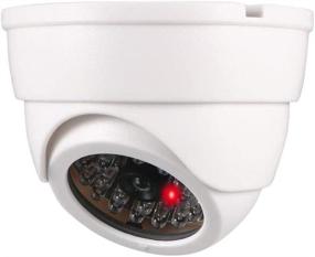 img 3 attached to 📷 Dummy Fake Security Dome Camera Simulated Surveillance Cameras - Home & Business Security, Outdoor/Indoor Use, Flashing Red LED Light & Alert Sticker, Battery Operated - White, 2 Pack