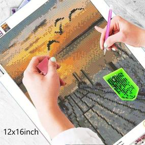 img 3 attached to 🌅 HJAA Diamond Painting Kits for Adults Beach, 5D Full Drill Embroidery Paintings with Rhinestone Pasted Sunset, Cross Stitch Arts Crafts for Home Wall Decor, Seashore Theme, Size 12x16inch