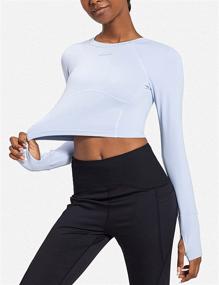 img 1 attached to 🏋️ BALAF Women's Long Sleeve Crop Top: Slim Fit Workout Essential for Running, Gym, and Yoga