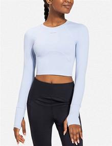 img 3 attached to 🏋️ BALAF Women's Long Sleeve Crop Top: Slim Fit Workout Essential for Running, Gym, and Yoga