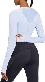 img 4 attached to 🏋️ BALAF Women's Long Sleeve Crop Top: Slim Fit Workout Essential for Running, Gym, and Yoga