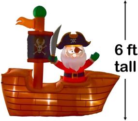 img 3 attached to 🎅 Nifti Nest 6-Foot Santa Pirate on Wooden Flag Inflatable Ship with LED Lights - Christmas Inflatables, Blowups, Outdoor Santa Decorations