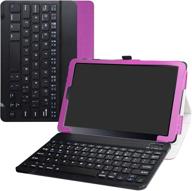 💜 wireless keyboard case for samsung galaxy tab a 10.5 2018 - bige slim stand pu leather cover with removable keyboard for sm-t590/ t595 2018 release in purple logo