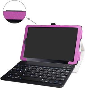 img 3 attached to 💜 Wireless Keyboard Case for Samsung Galaxy Tab A 10.5 2018 - Bige Slim Stand PU Leather Cover with Removable Keyboard for SM-T590/ T595 2018 Release in Purple