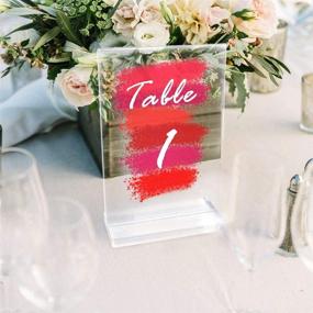 img 4 attached to 🔢 AerWo 20 Pack Acrylic Wedding Table Numbers with Stands, 4 x 6 Inch Clear Acrylic Table Number Signs Holder for Wedding Reception Decorations