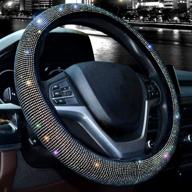 valleycomfy steering wheel cover for women men bling bling crystal diamond sparkling car suv wheel protector universal fit 15 inch (black with colorful diamond logo