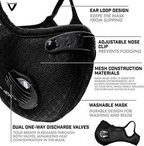 img 3 attached to Dulzod Dust Masks - Reusable Outdoor Sport Mask with Carbon Activated Filters for Dust Protection - Black Cloth Face Mask with Filter