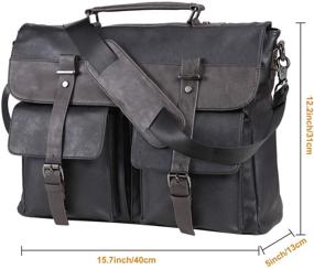 img 2 attached to 👜 Vintage Leather Messenger Bag for Men, 15.6 Inch Laptop Briefcase Satchel