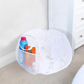 img 3 attached to Convenient and Durable Smart Design Deluxe Mesh Pop Up Laundry Basket - Ideal for Clothes & Laundry - 2 Load Capacity - with Side Pockets & Handles - Collapsible Design - White (17 x 14 Inch)