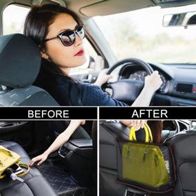 img 2 attached to 👜 Convenient Car Net Pocket Handbag Holder: Organize and Safely Store Your Purse with KINGMAS Seat Back Organizers Mesh Bag Storage