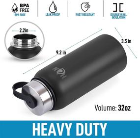 img 2 attached to 🥤 Hydration Nation Vacuum Insulated Water Bottle - Stainless Steel with Straw & 3 Lids - Perfect for Sports & Outdoor Activities - Hot & Cold Drinks - Available in 18oz, 32oz, or 40oz (Black)