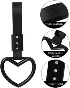 img 2 attached to 🖤 Enhance Your Car's Interior & Exterior with 2 Pieces Jdm Tsurikawa Rings Heart-shaped Car Handle Straps Drift Charm Rear Bumper Warning Ring Decor Subway Bus Tsurikawa Broken Heart Handle in Black