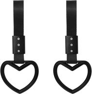 🖤 enhance your car's interior & exterior with 2 pieces jdm tsurikawa rings heart-shaped car handle straps drift charm rear bumper warning ring decor subway bus tsurikawa broken heart handle in black logo