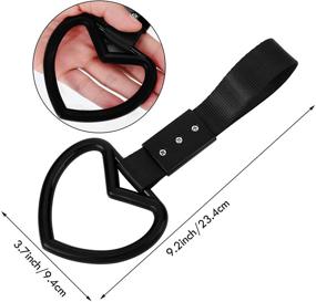 img 3 attached to 🖤 Enhance Your Car's Interior & Exterior with 2 Pieces Jdm Tsurikawa Rings Heart-shaped Car Handle Straps Drift Charm Rear Bumper Warning Ring Decor Subway Bus Tsurikawa Broken Heart Handle in Black