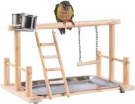 🐦 hamiledyi bird playground: parrot play stand with 2 feeder cups, ladder, swing toys - ideal activity center for cockatiels, lovebirds, parakeets, parrots, conures логотип