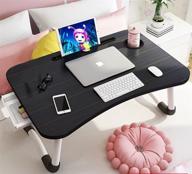 foldable bed table with storage drawer: the ultimate laptop desk stand for reading, writing, and eating in bed or sofa logo