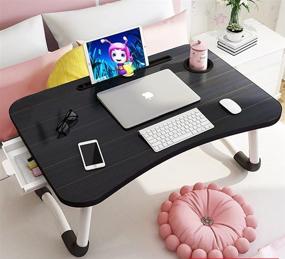 img 4 attached to Foldable Bed Table with Storage Drawer: The Ultimate Laptop Desk Stand for Reading, Writing, and Eating in Bed or Sofa