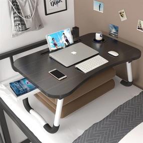 img 2 attached to Foldable Bed Table with Storage Drawer: The Ultimate Laptop Desk Stand for Reading, Writing, and Eating in Bed or Sofa