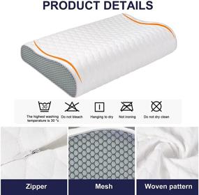 img 3 attached to 🌙 Fityou Memory Foam Orthopedic Bed Neck Pillow for Pain Support - Contoured Cervical Pillow for Back, Stomach, and Side Sleepers with Soft Washable Pillowcase