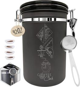 img 4 attached to ☕ New 2021 Extra Large 42oz Coffee Canister - Enhanced Coffee Storage Container for Beans and Grounds, Airtight Stainless Steel with Date Dial Release Valve and Coffee Spoon