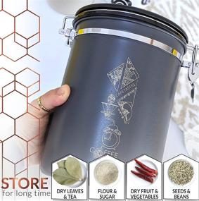 img 1 attached to ☕ New 2021 Extra Large 42oz Coffee Canister - Enhanced Coffee Storage Container for Beans and Grounds, Airtight Stainless Steel with Date Dial Release Valve and Coffee Spoon