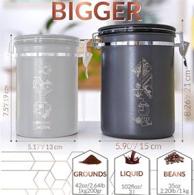 img 3 attached to ☕ New 2021 Extra Large 42oz Coffee Canister - Enhanced Coffee Storage Container for Beans and Grounds, Airtight Stainless Steel with Date Dial Release Valve and Coffee Spoon