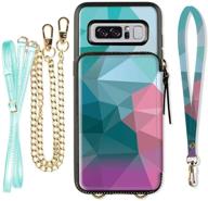 💎 zve samsung galaxy note 8 wallet case with credit card holder, crossbody chain strap, leather zipper purse, protective shockproof case cover for samsung galaxy note8 6.3 - diamond logo