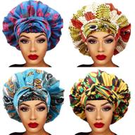 🌸 4-pack silk and satin bonnets for women: african print head scarf, ideal for long curly natural hair, braids, and sleep logo