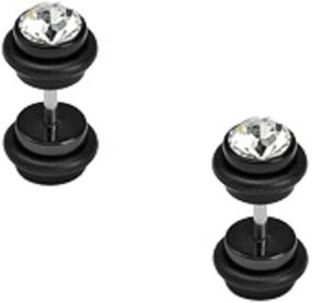 img 1 attached to 💎 Body Accentz 16 Gauge Fake CZ Cheater Plug Earrings - Pair of Plugs for Trendy Style