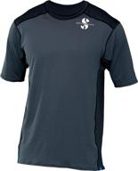 ultimate protection: scubapro men's upf 50 channel flow short sleeve rash guard logo