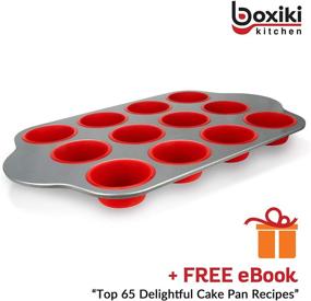 img 1 attached to Boxiki Kitchen Silicone Muffin Pan with Steel Frame - Non-Stick Baking Mold, Includes BPA-Free Bakeware and 12 Silicone Muffin Cups for Professional Results