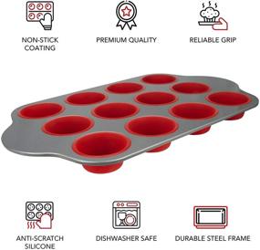 img 3 attached to Boxiki Kitchen Silicone Muffin Pan with Steel Frame - Non-Stick Baking Mold, Includes BPA-Free Bakeware and 12 Silicone Muffin Cups for Professional Results