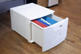 img 1 attached to 🗄️ White Storex Plastic Mobile File Cabinet, 1-Drawer, Letter/Legal Size (61271B01C)