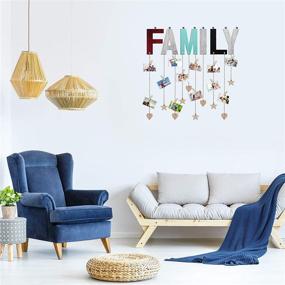 img 1 attached to 🖼️ Wooden Family Photo Display Boards - Picture Hanger Frames for Collage Organizer, Hanging Home Wall Room Decor with Clips and Ropes