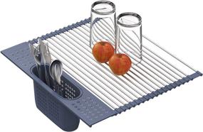 img 4 attached to 🍽️ Fixparts Roll Up Dish Drying Rack: Space-Saving Over The Sink Drainer, Multi-Purpose Kitchen Organizer, Foldable SUS304 Stainless Steel Rack (17.5" x 15.2")