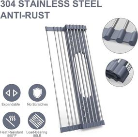 img 2 attached to 🍽️ Fixparts Roll Up Dish Drying Rack: Space-Saving Over The Sink Drainer, Multi-Purpose Kitchen Organizer, Foldable SUS304 Stainless Steel Rack (17.5" x 15.2")