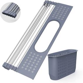 img 1 attached to 🍽️ Fixparts Roll Up Dish Drying Rack: Space-Saving Over The Sink Drainer, Multi-Purpose Kitchen Organizer, Foldable SUS304 Stainless Steel Rack (17.5" x 15.2")