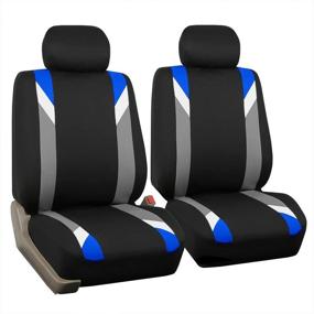 img 4 attached to FH Group FB033BLUE102 Bucket Seat Cover (Modernistic Airbag Compatible (Set Of 2) Blue)