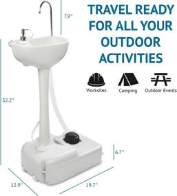 img 2 attached to 🏞️ Hike Crew Portable Outdoor Foot Pump Camping Sink – Collapsible Hand Wash Basin with 5 Gallon (19L) Water Tank, Wheels, Soap Dispenser, Gooseneck Faucet & Towel Holder – Ideal for RV, Travel, Worksite