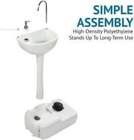 img 3 attached to 🏞️ Hike Crew Portable Outdoor Foot Pump Camping Sink – Collapsible Hand Wash Basin with 5 Gallon (19L) Water Tank, Wheels, Soap Dispenser, Gooseneck Faucet & Towel Holder – Ideal for RV, Travel, Worksite