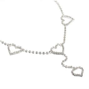 img 4 attached to 💎 Sparkling Rhinestone Heart Shape Crystal Body Chain: Glamorous Waist and Belly Jewelry for Women and Girls