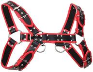 double shoulder adjustable leather chest harness logo