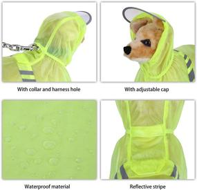 img 1 attached to Medium Dog Raincoat with Hood, Waterproof Reflective Yellow Pet Rain Coats by Mogoko