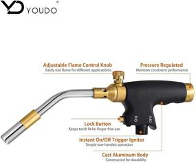 img 1 attached to 🔥 YOUDO High Intensity Trigger Start Propane Torch: Soldering, Brazing, Welding - Self Ignition, Adjustable Flame Control (Fuel Not Included)