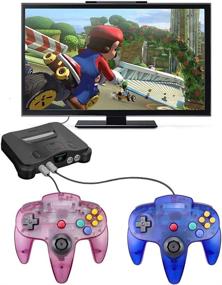 img 2 attached to 🎮 Enhanced Joystick N64 Controllers, King Smart Wired Controllers for Original Nintendo 64 Console (Sapphire Blue and Clear Purple)