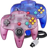 🎮 enhanced joystick n64 controllers, king smart wired controllers for original nintendo 64 console (sapphire blue and clear purple) logo