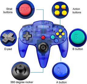 img 3 attached to 🎮 Enhanced Joystick N64 Controllers, King Smart Wired Controllers for Original Nintendo 64 Console (Sapphire Blue and Clear Purple)