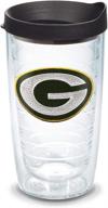 🏈 tervis double walled nfl green bay packers insulated tumbler cup - made in usa, 16oz - keeps drinks cold & hot with black lid and primary logo логотип