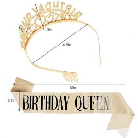 img 3 attached to 🎉 Semato Birthday Glitter Sash and Rhinestone Tiara Kit: Deluxe Gold Crown Decorations for Girls' Birthday Party – Perfect Supplies and Favors